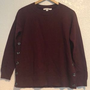 Burgundy Sweater button detail